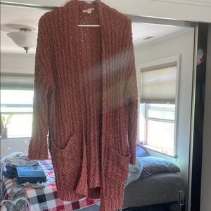 Brown Chunky Knit Cardigan Sweater